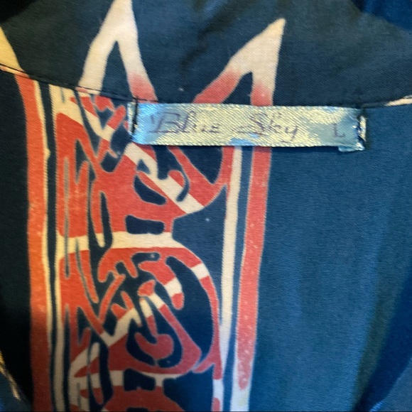 Blue Sky women’s button up 3/4 sleeve Hawaiian style printed button up top - L - Picture 5 of 12